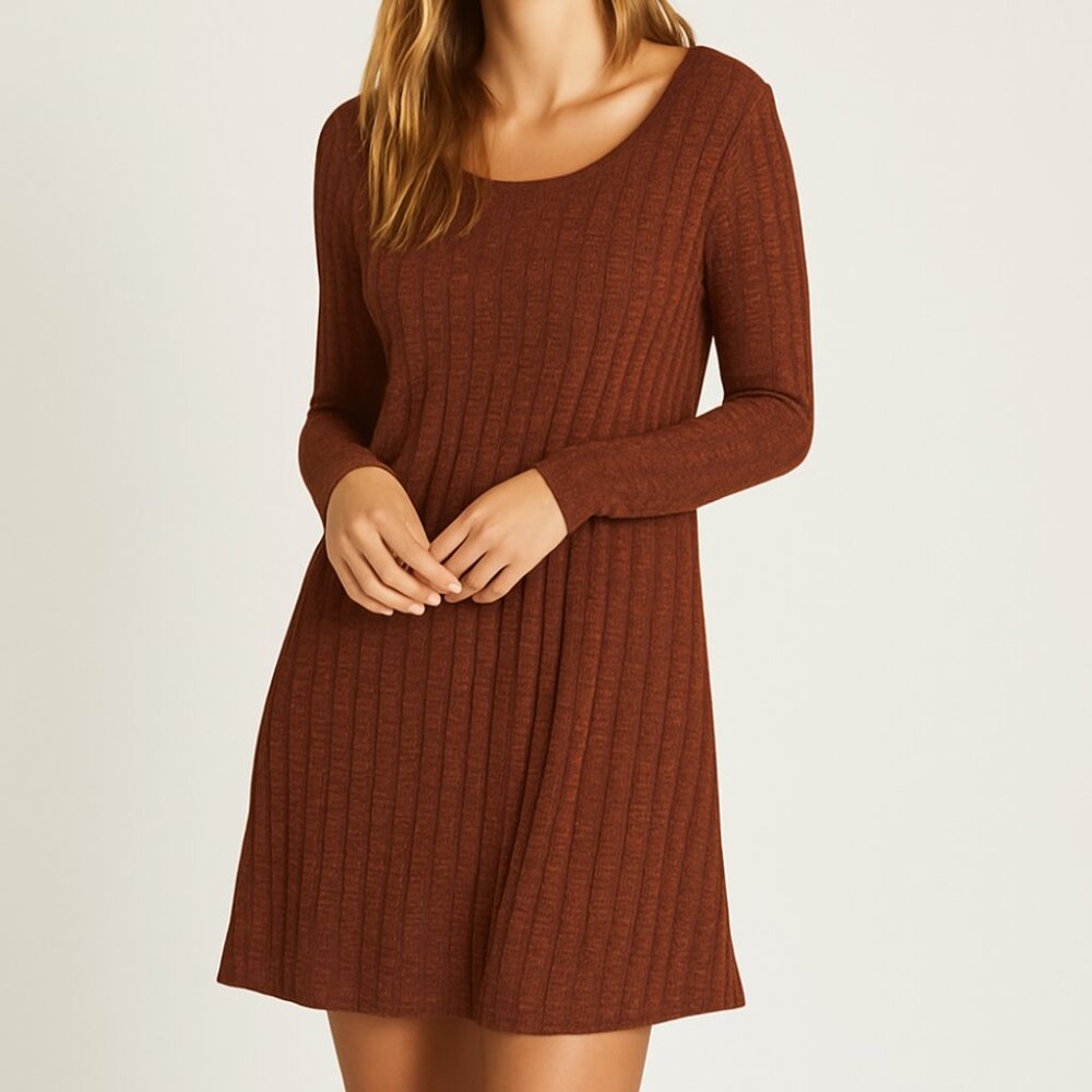 Michael Stars Marled Jasper Ribbed Knit A-Line Dress Size L